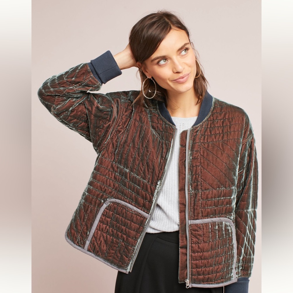 Anthropologie Hei Hei Velvet Quilted Jacket